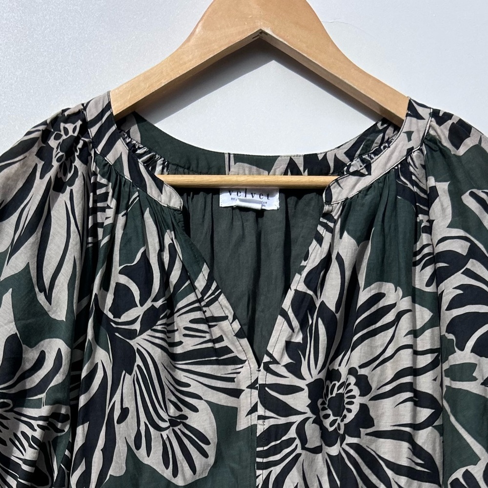 Velvet Graham &Spencer Layne Printed Silk Cotton Short Sleeve Dress Casual Dress - Picture 9 of 9